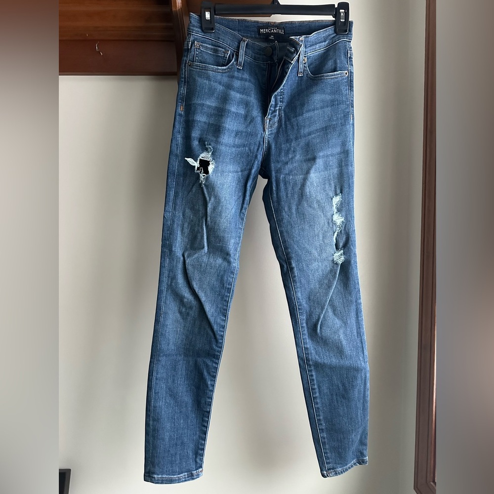 J. Crew Women's Blue Distressed Skinny Jeans